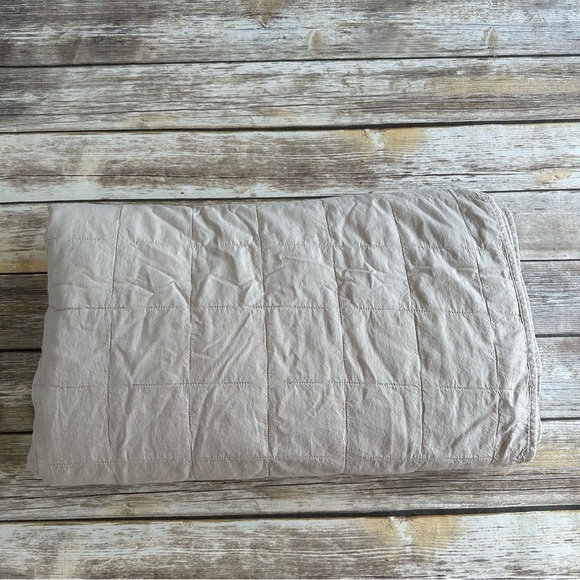 Pottery Barn Cotton Quilt Coverlet Queen Blanket Taupe - Picture 1 of 6